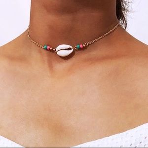NEW! Gold beaded puka Cowrie Shell Choker Necklace